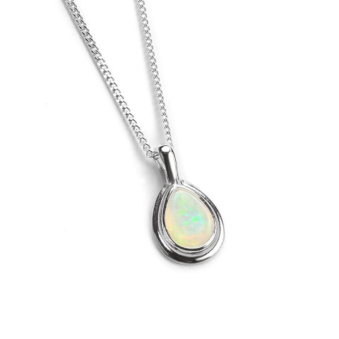 Classic Teardrop Necklace in Silver and Ethiopian Opal