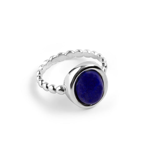 Large Oval Ring in Silver and Lapis Lazuli