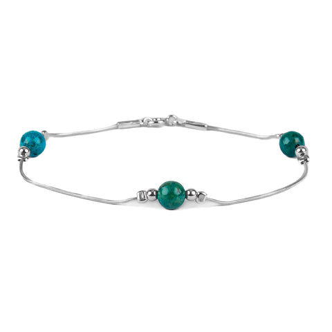 Bead Bracelet in Silver and Natural Turquoise