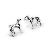 Miniature Greyhound / Whippet / Sighthound Stud Earrings in Silver with 24ct Gold