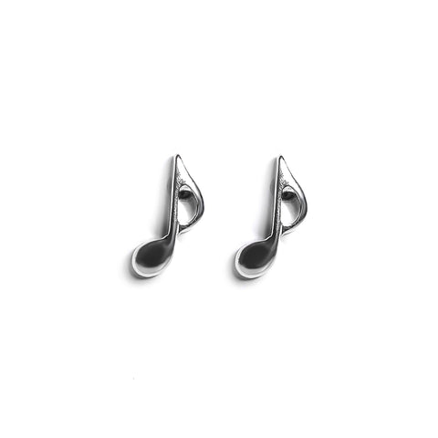 Music Note Stud Earrings in Silver