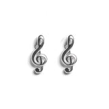 Musical Treble Clef Stud Earrings in Silver with 24ct Gold