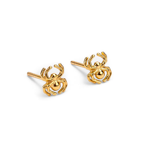 Spider Stud Earrings in Silver with 24ct Gold