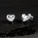 Floating Heart Stud Earrings in Silver