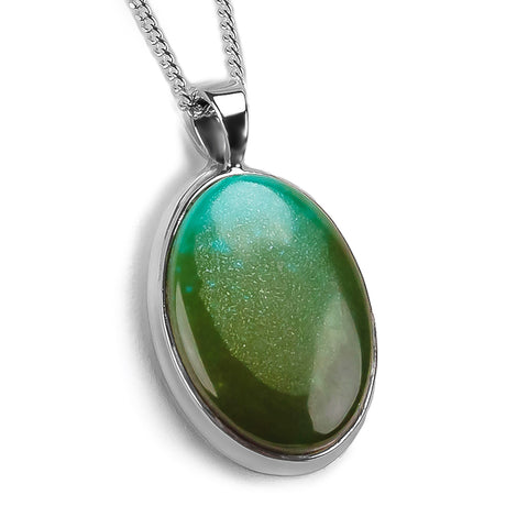 Oval Tibetan Turquoise Necklace -Natural Designer Gemstone