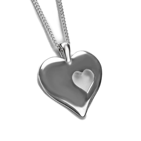 Cut Out Heart Necklace in Silver