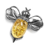 Bumble Bee / Bumblebee Brooch in Silver and Cognac Amber