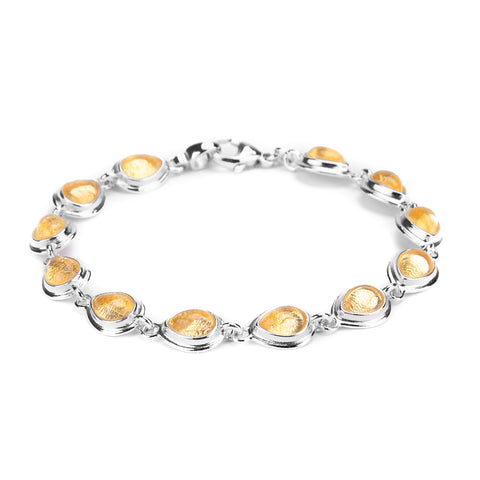 Classic Teardrop Link Bracelet in Silver and Citrine