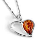 Heart Necklace in Silver and Amber