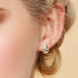 Classic Teardrop Stud Earrings in Silver and Dalmatian Jasper