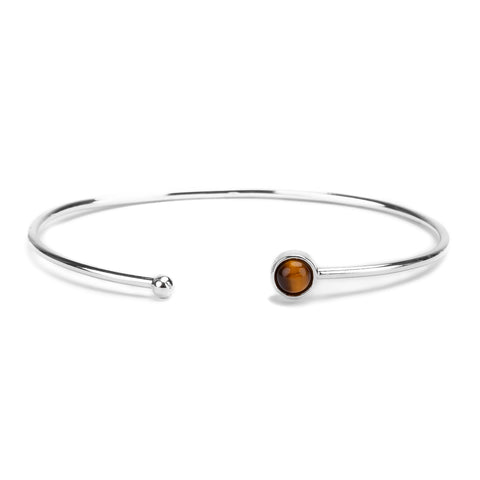 Simple Solo Cuff Bangle in Silver and Tigers Eye