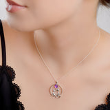 Cuddling Cats Necklace in Silver and Amethyst