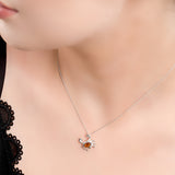 Miniature Crab Necklace in Silver and Amber