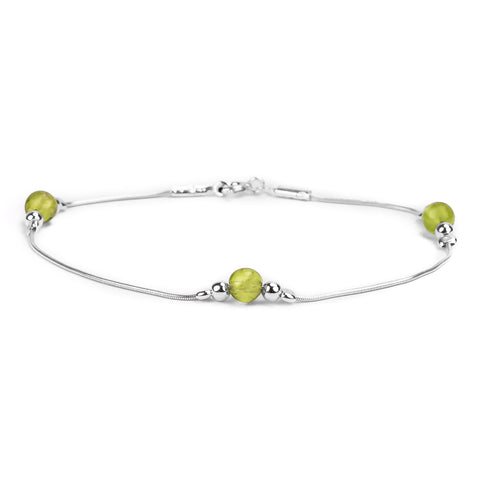 Bead Bracelet in Silver and Peridot