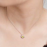 Daffodil Flower Necklace in Silver and Yellow Amber
