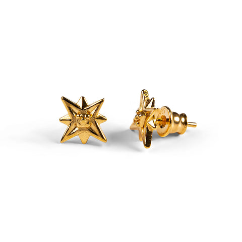 Star Burst Stud Earrings in Silver with 24ct Gold