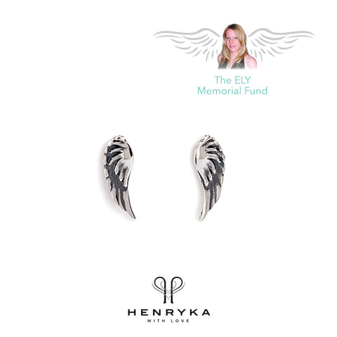 Angel Wing Stud Earrings in Silver