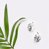 Split Leaf Palm Stud Earrings in Silver