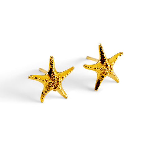 Starfish Stud Earrings in Silver with 24ct Gold