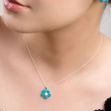Forget Me Not Necklace in Silver, Turquoise and Amber