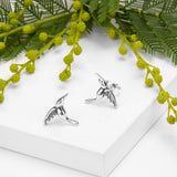 Miniature Hummingbird Stud Earrings in Silver