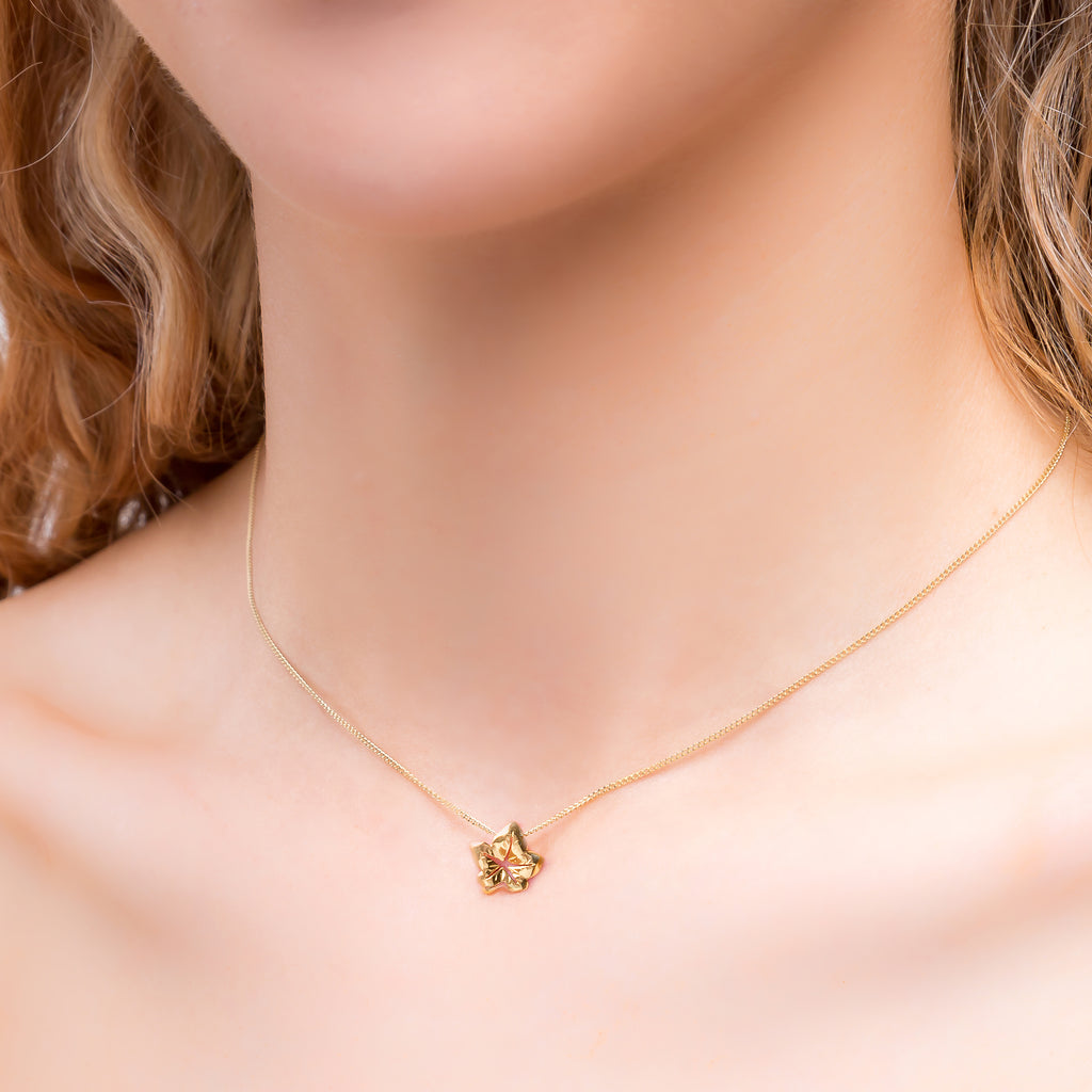 Gold Ivy Leaf Necklace Gold Leaf Jewellery Henryka UK