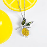 Juicy Lemon Necklace in Silver and Amber