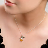 Juicy Lemon Necklace in Silver and Amber