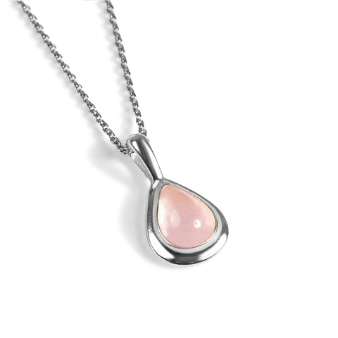 Classic Teardrop Necklace in Silver and Rose Quartz