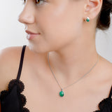 Classic Oval Necklace in Silver and Malachite