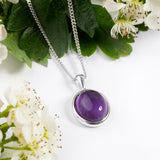 Classic Oval Necklace in Silver and Amethyst
