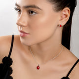 Classic Oval Necklace in Silver and Red Horn Coral