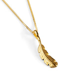 Miniature Bird Feather Necklace in Silver with 24ct Gold