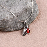 Miniature Robin Necklace in Silver and Coral