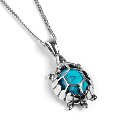 Turtle / Tortoise Necklace in Silver and Turquoise