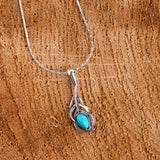 Miniature Peacock Feather Necklace in Silver and Turquoise