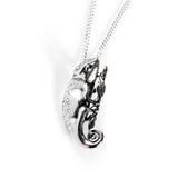 Climbing Chameleon Necklace in Silver