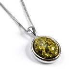 Classic Oval Necklace in Silver and Yellow Amber
