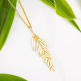Areca Palm Leaf Necklace in Silver with 24ct Gold