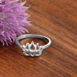 Lotus Flower Ring in Silver