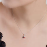 Miniature Robin Necklace in Silver and Coral