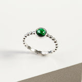 Round Charm Bead Ring in Silver and Malachite