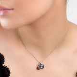 Squirrel Necklace in Silver and Cognac Amber