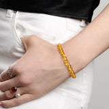 Stretch Bead Bracelet in Yellow Amber
