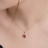 Symbol of Hope Sun Necklace in Silver and Amber