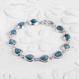 Classic Teardrop Link Bracelet in Silver and Owyhee Blue Opal