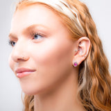 Classic Teardrop Stud Earrings in Silver and Ruby