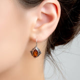 Vintage Style Earrings in Silver and Cognac Amber
