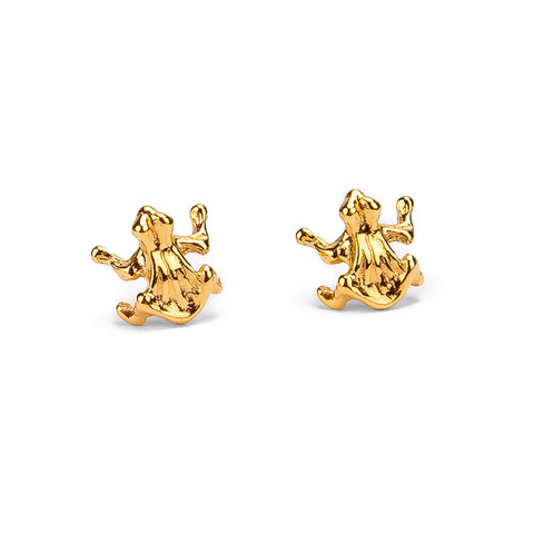 Frog Stud Earrings in Silver with 24ct Gold