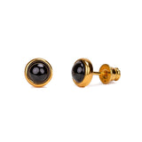 Small Round Stud Earrings in Silver and Black Onyx